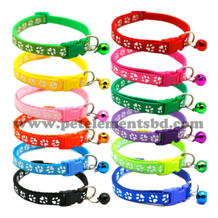 Adjustable Paw Print Cat Collars With Bell