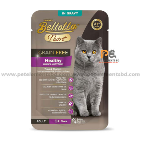 Bellotta Nutri Plus Grain Free Healthy Pouch With Tuna & Chicken In Gravy 70gm