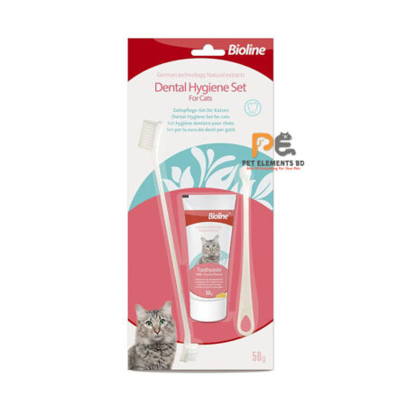 Bioline Dental Hygiene Set For Cats Toothpaste With Toothbrush 50g
