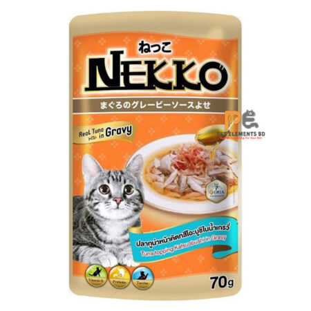 Nekko Pouch Adult Wet Cat Food Tuna Topping Katsuobushi In Gravy 70g