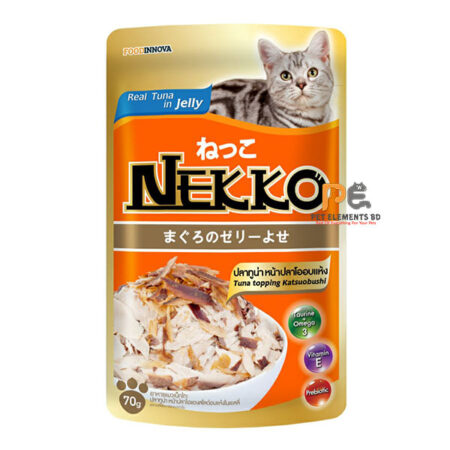 Nekko Pouch Adult Wet Cat Food Tuna Topping Katsuobushi In Jelly 70g