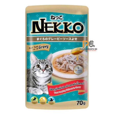 Nekko Pouch Adult Wet Cat Food Tuna Topping Shirasu In Gravy 70g
