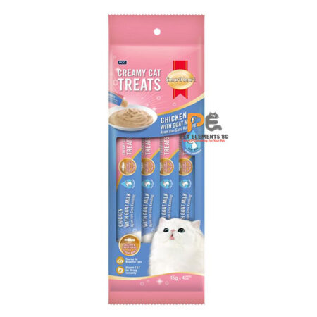 SmartHeart Lickable Creamy Cat Treat Chicken With Goat Milk 4 X 15g