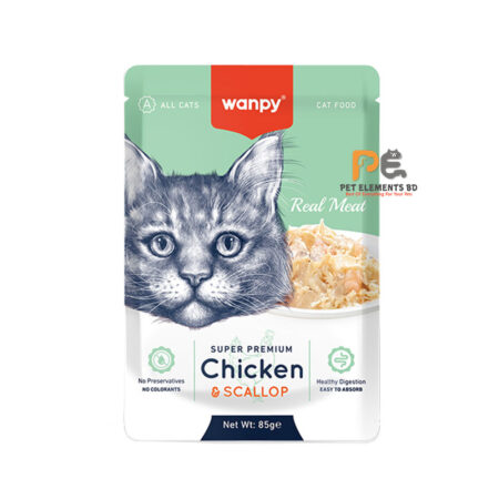 Wanpy Super Premium Cat Pouch Chicken & Scallop Fillet In Jelly 85gm