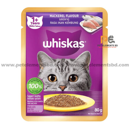 Whiskas Pouch Adult Wet Cat Food Mackerel 80g