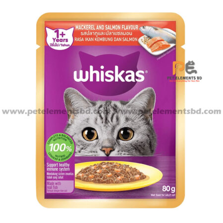 Whiskas Pouch Adult Wet Cat Food Mackerel & Salmon 80g