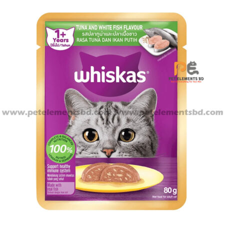 Whiskas Pouch Adult Wet Cat Food Tuna & White Fish 80g